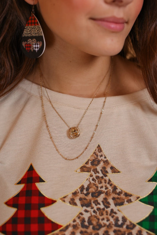GALA EVENING GOLD CRYSTAL PENDANT GOLD LAYERED NECKLACE