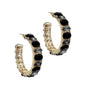 Stones Gold Hoop Earring, Black