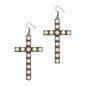 Stone Cross Earrings, Cream