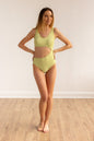 Green Shimmer Side Cut One Piece Swim