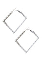 Medium Silver and Crystal square Hoops Earrings