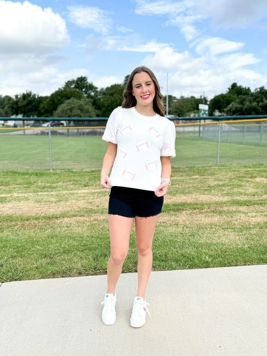 Footballs on Princess Top, White