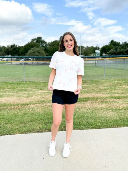 Footballs on Princess Top, White