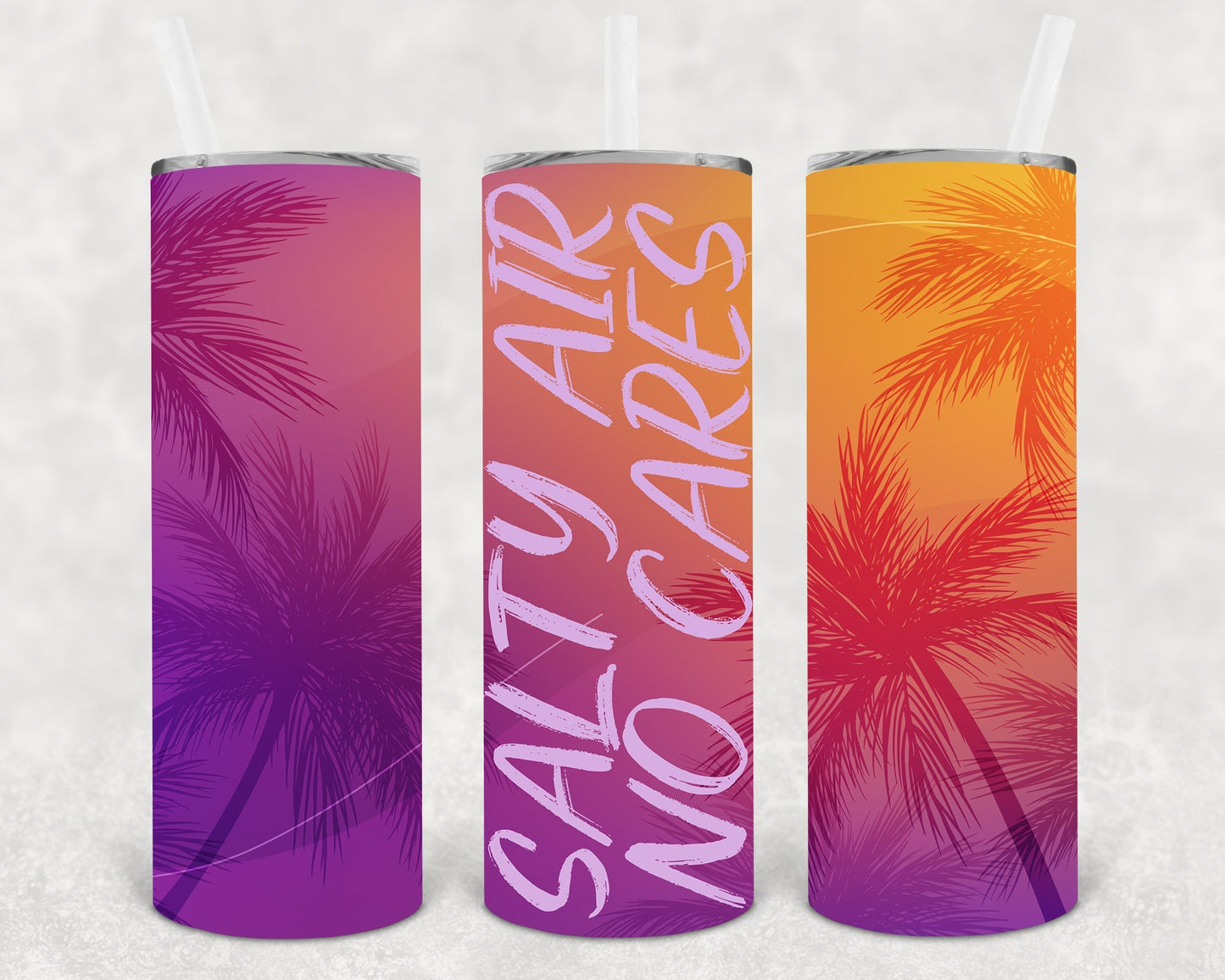 Salty Air No Cares 20 oz Skinny Tumbler