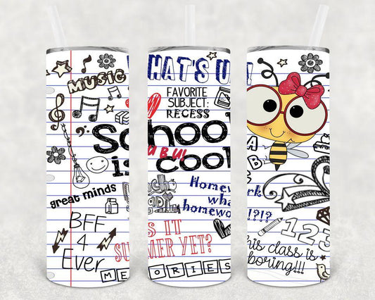 School is Cool 20 oz Skinny Tumbler