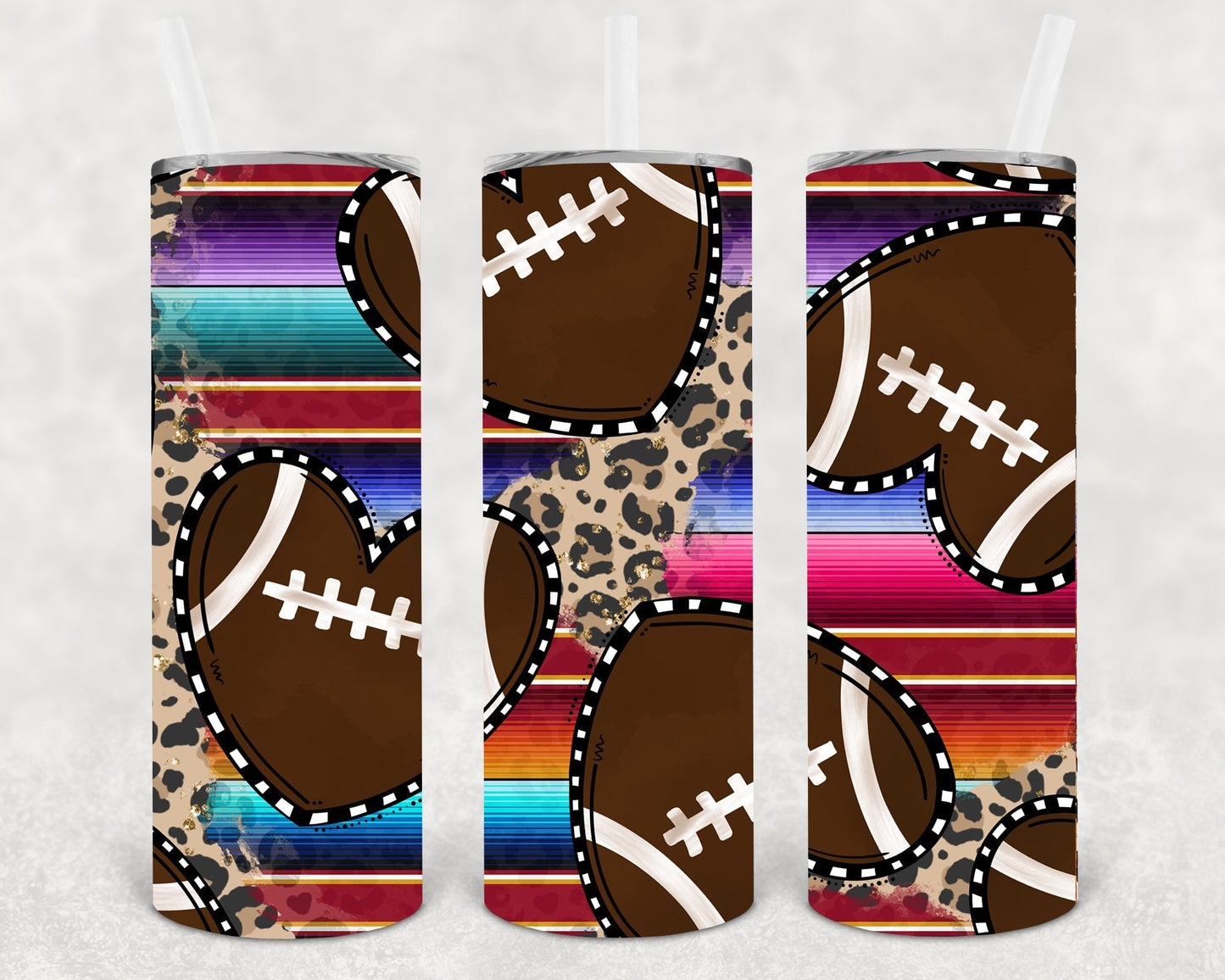 Serape Leopard Football 20 oz Skinny Tumbler