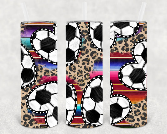 Serape Leopard Soccer 20 oz Skinny Tumbler