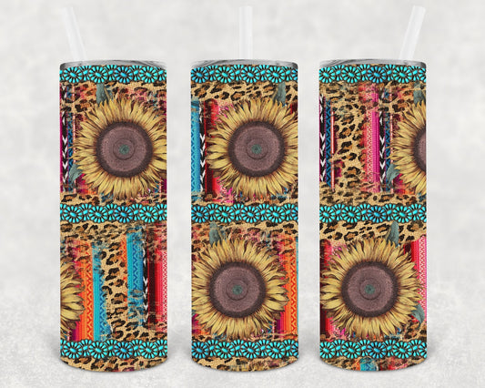 Serape Sunflowers 20 oz Skinny Tumbler