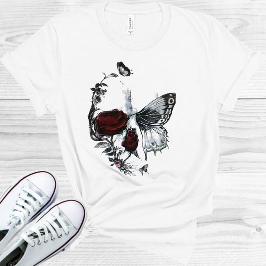 Butterfly Rose Skull Graphic Tee