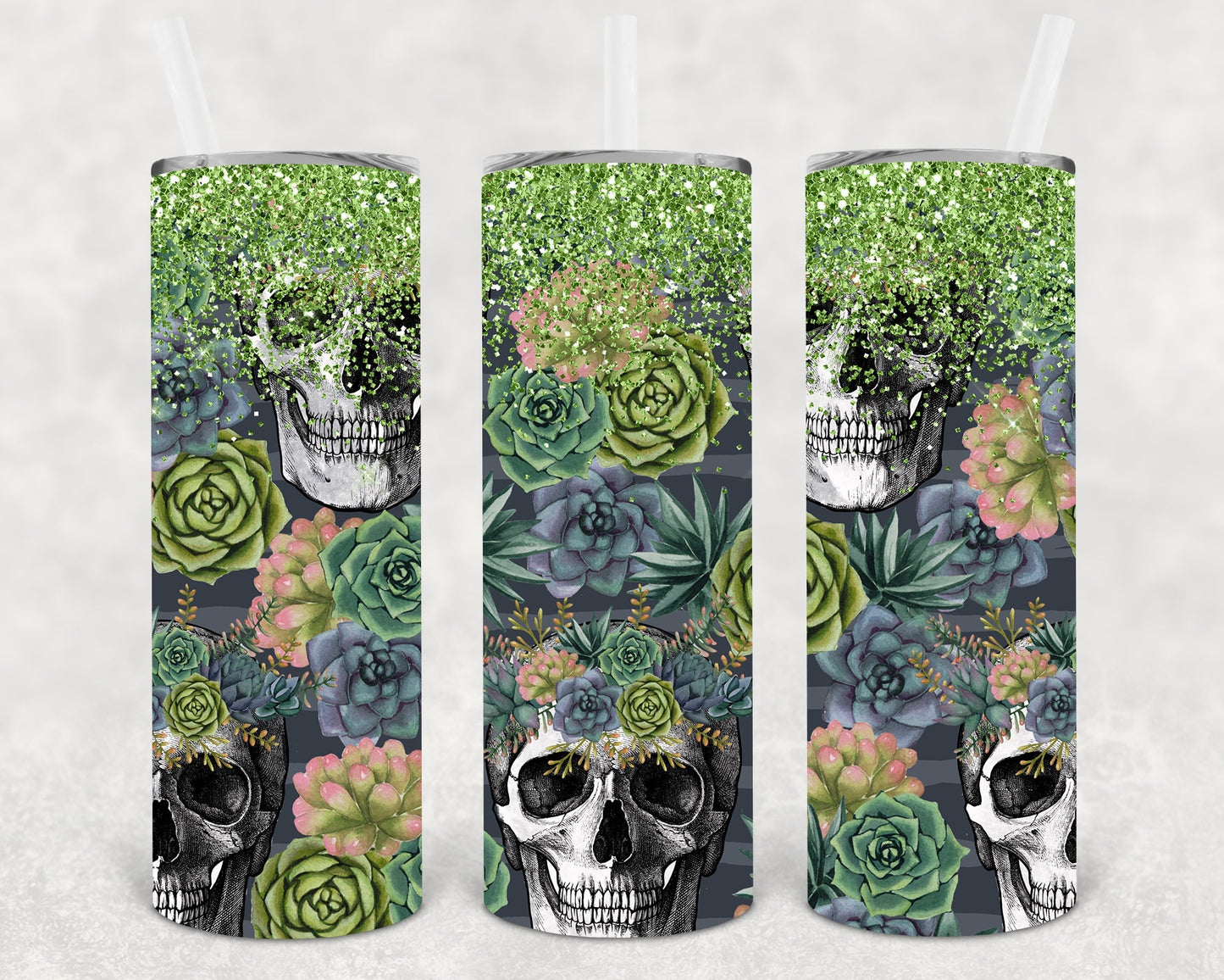 Succulent Skulls 20 oz Skinny Tumbler