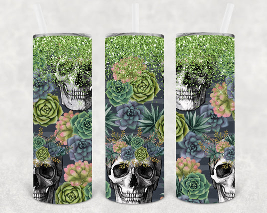 Succulent Skulls 20 oz Skinny Tumbler