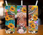 Sunflower Highland Cow 20 oz Skinny Tumbler