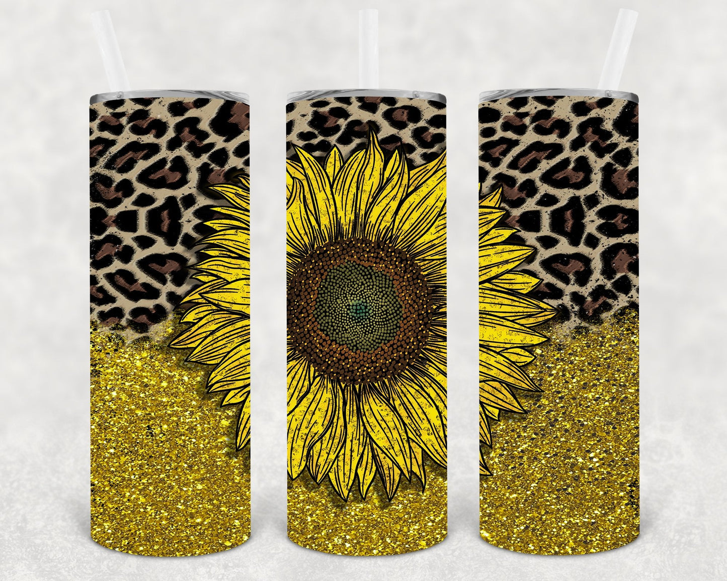 Sunflower Leopard 20 oz Skinny Tumbler