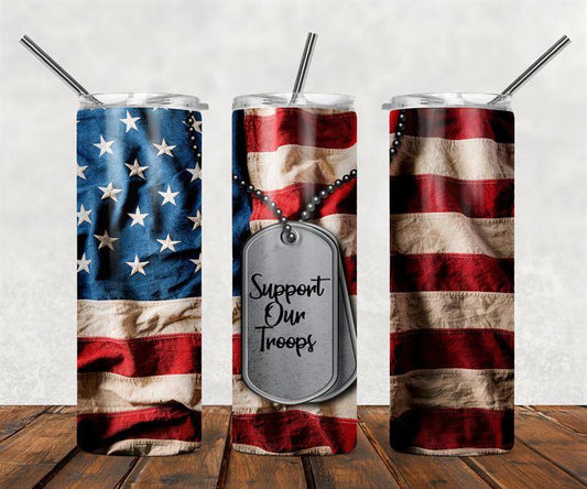 Support Our Troops 20 oz Skinny Tumbler