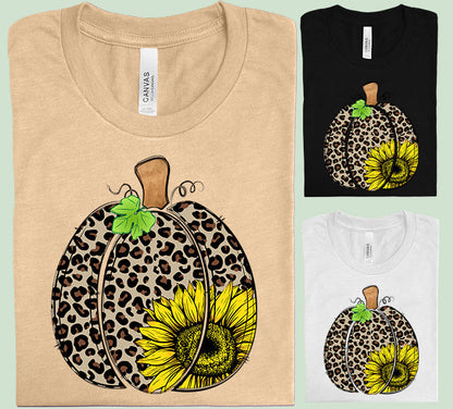 Leopard Sunflower Pumpkin Graphic Tee