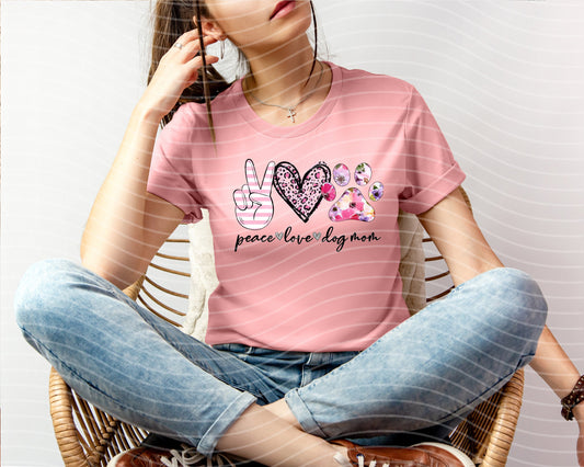 Peace Love Dog Mom Graphic Tee