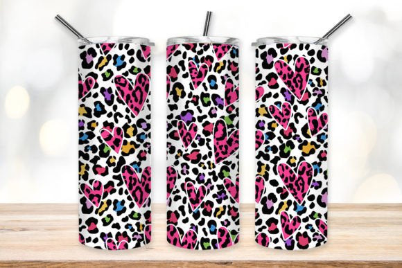 Leopard Hearts 20 oz Skinny Tumbler