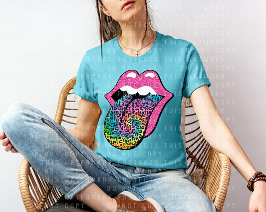 Rainbow Leopard Tongue Graphic Tee