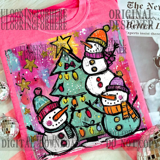 Painted Snowmen Graphic Tee