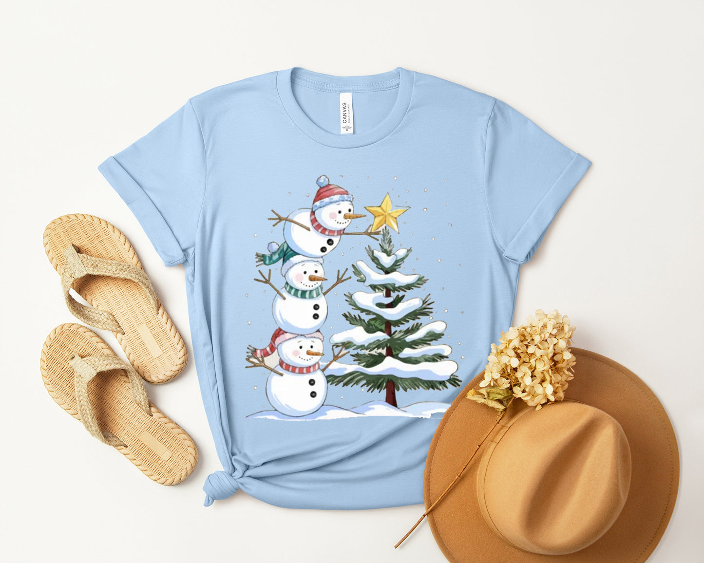 Stacked Snowmen Graphic Tee