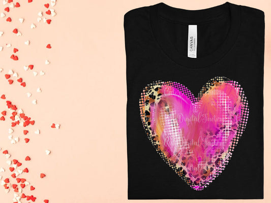 Bright Leopard Heart Graphic Tee