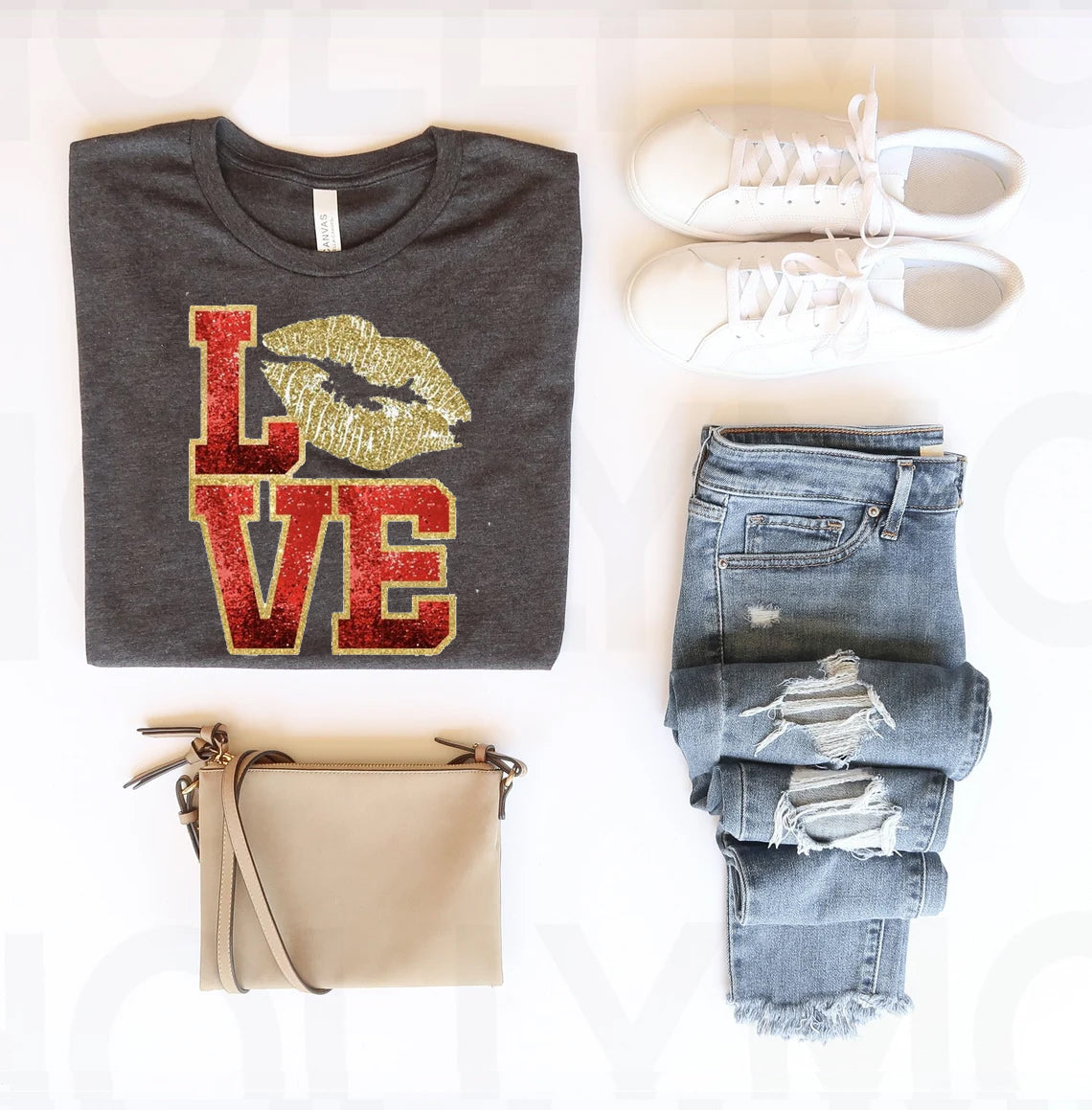 Love Faux Glitter Graphic Tee