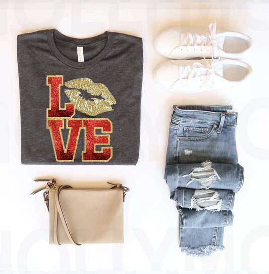 Love Faux Glitter Graphic Tee