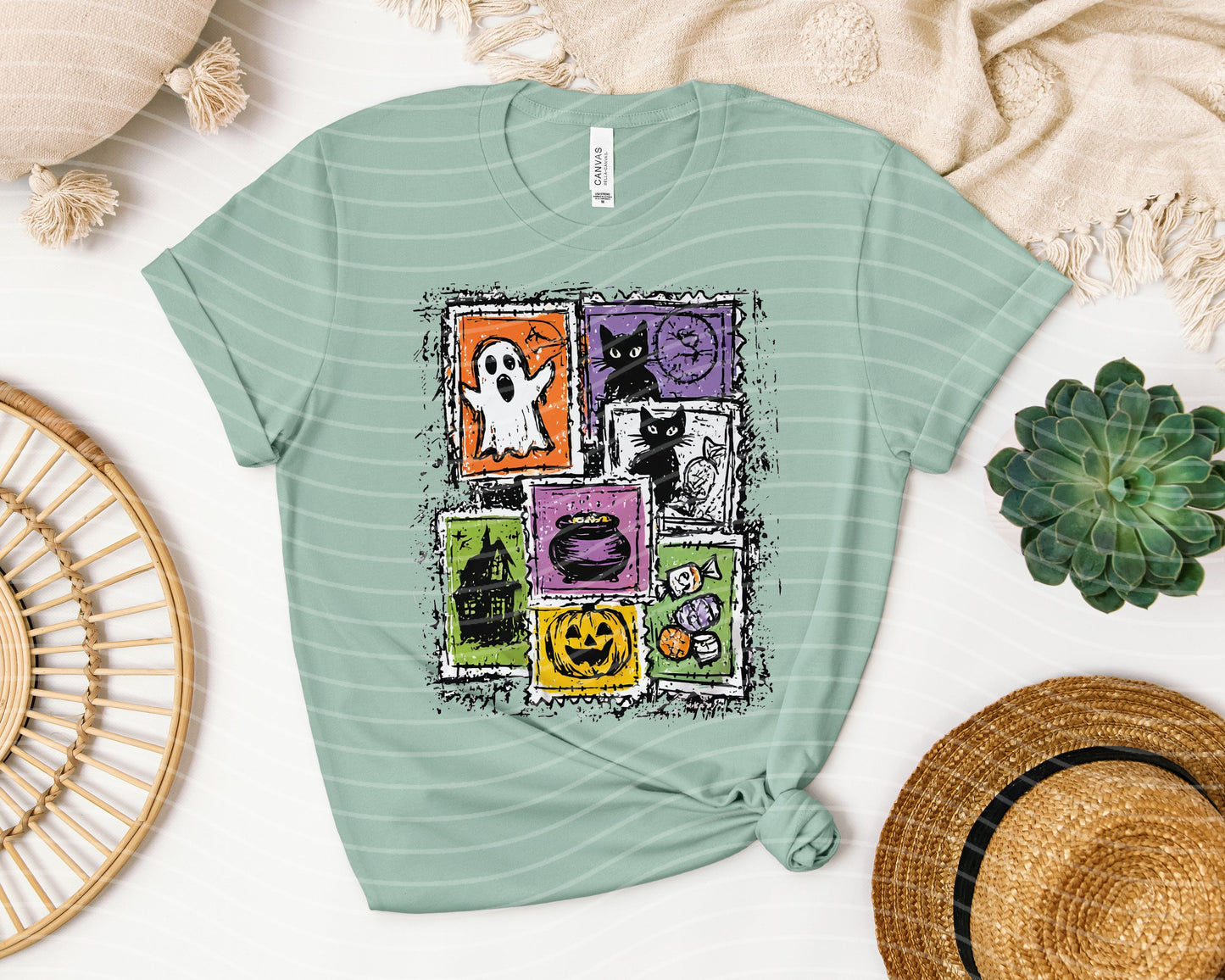 Halloween Stamps Distressed Graphic Tee