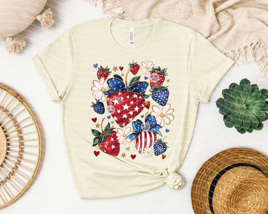 Patriotic Strawberries Graphic Tee