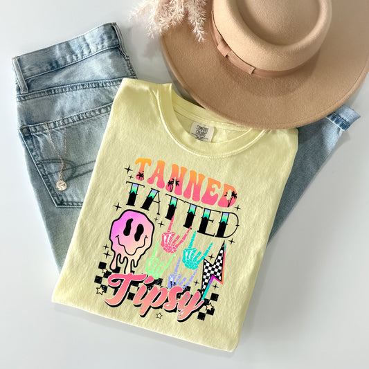 Tanned Tatted Tipsy Graphic Tee