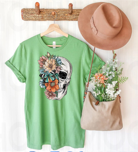 Floral Skull Graphic Tee
