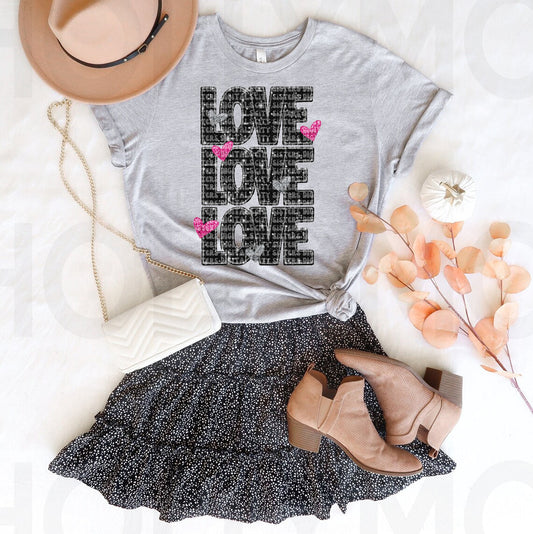 Love Love Love Faux Glitter Graphic Tee