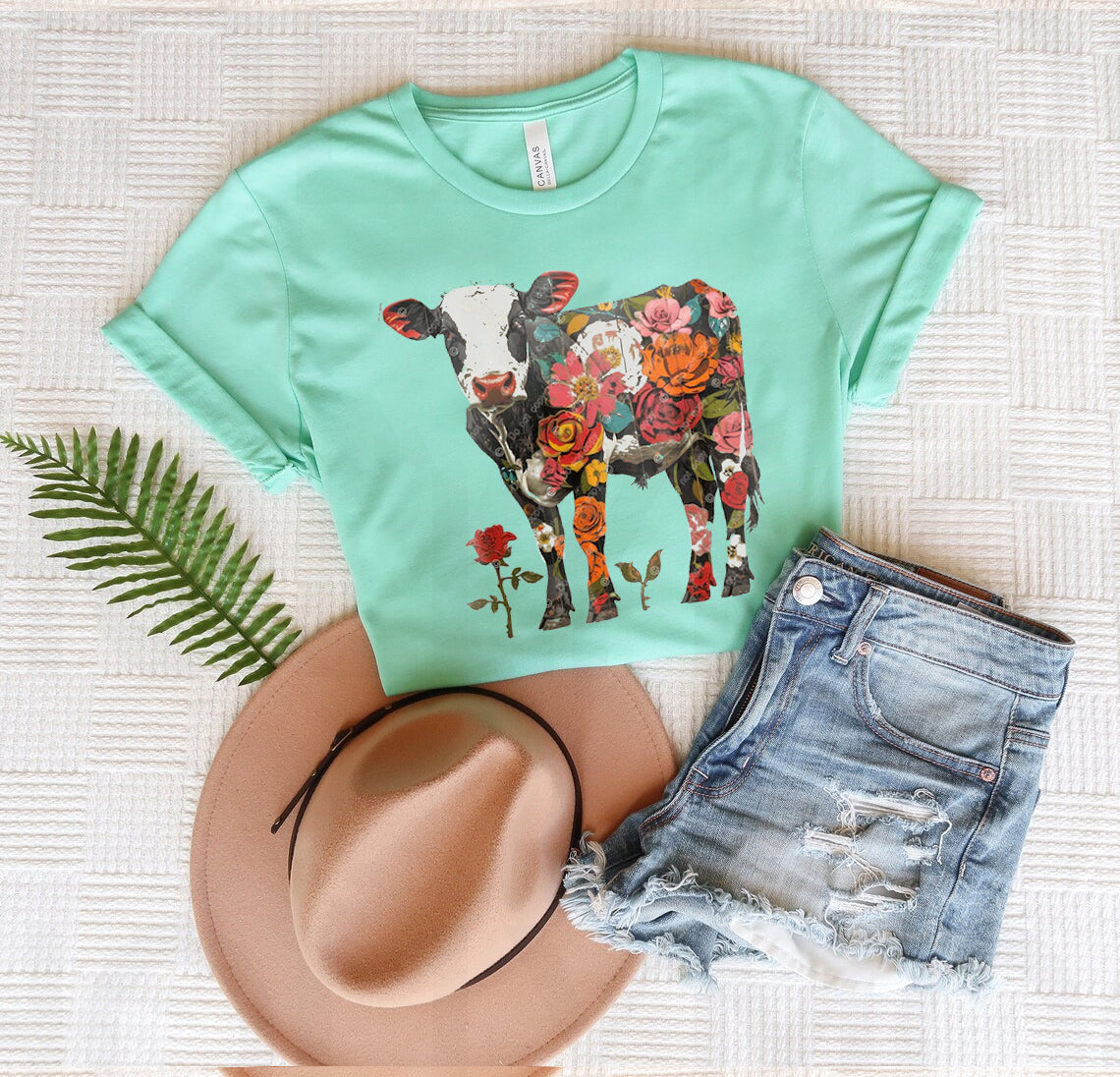 Floral Cow Graphic Tee