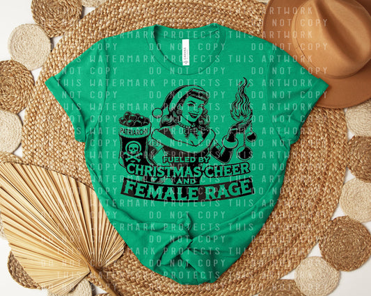 Fueled by Christmas Cheer and Female Rage Graphic Tee