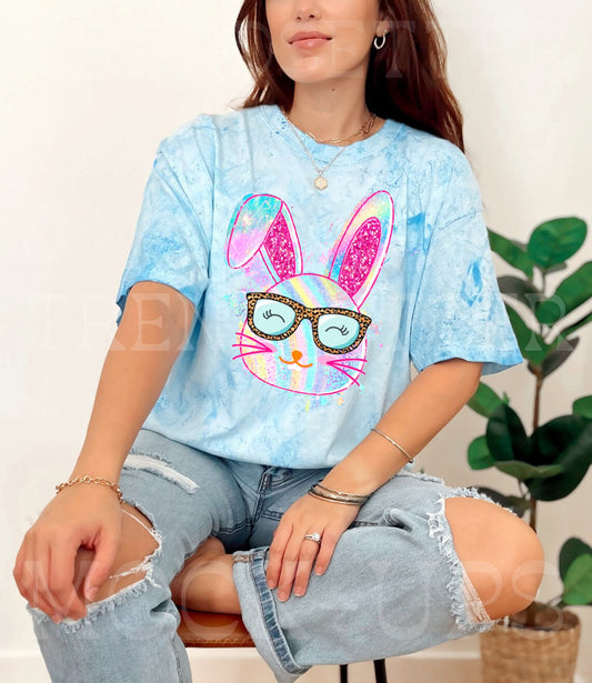 Cute Bunny in Glasses Graphic Tee