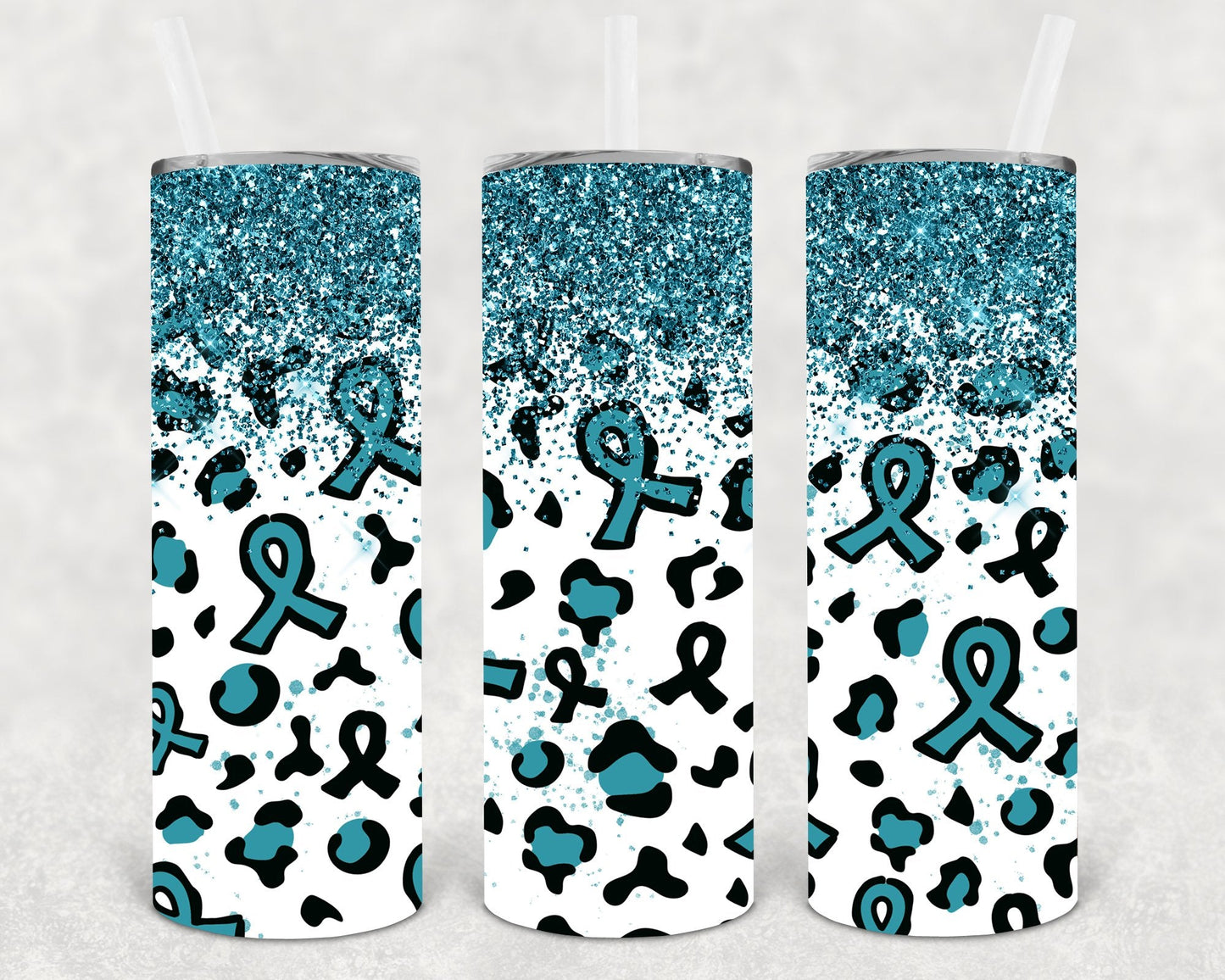 Teal Ribbon 20 oz Skinny Tumbler