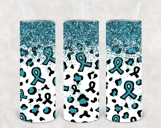 Teal Ribbon 20 oz Skinny Tumbler