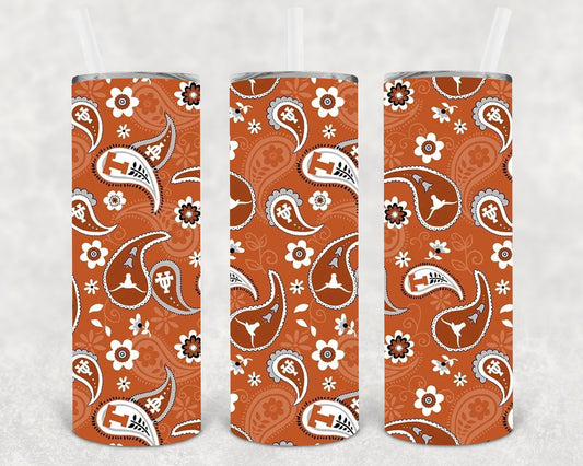 Texas Longhorns Paisley 20 oz Skinny Tumbler