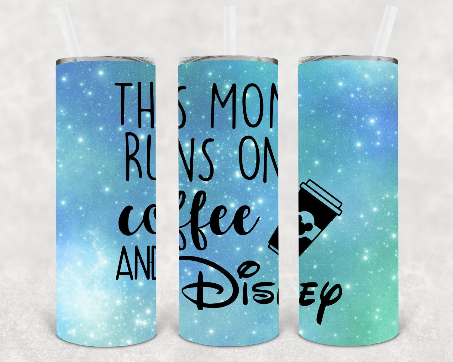 This Mom Runs on Coffee 20 oz Skinny Tumbler