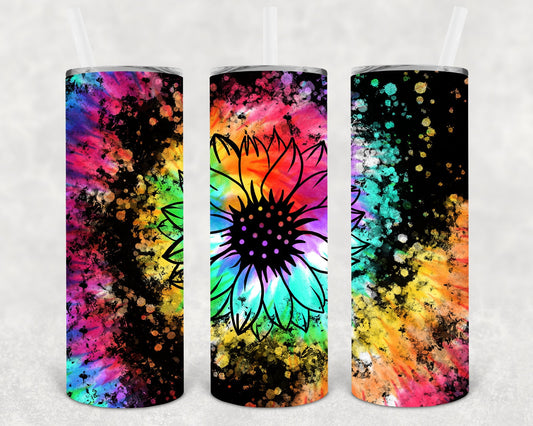 Tie Dye Sunflower 20 oz Skinny Tumbler