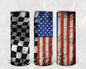 USA and Checkered Flags 20 oz Skinny Tumbler