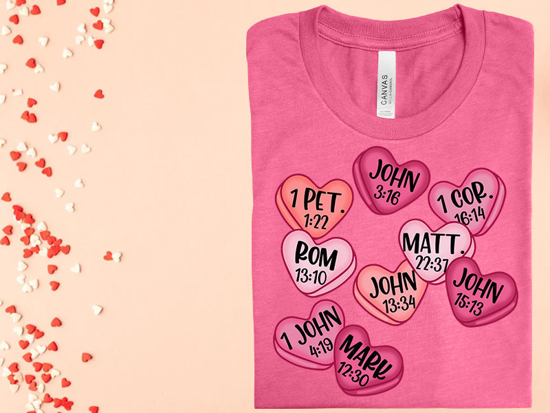 Valentine Bible Verse Hearts Graphic Tee