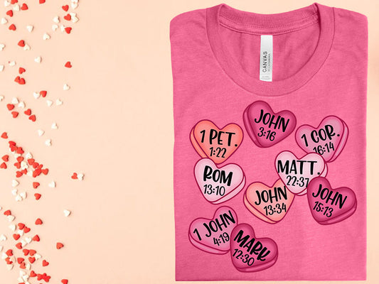 Valentine Bible Verse Hearts Graphic Tee