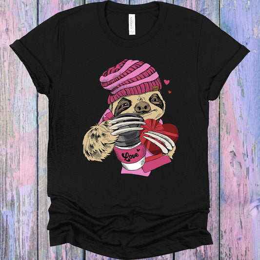 Valentine Coffee Sloth Graphic Tee