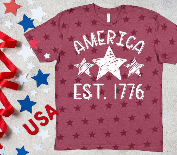 America Est 1776 - Star Graphic Tee