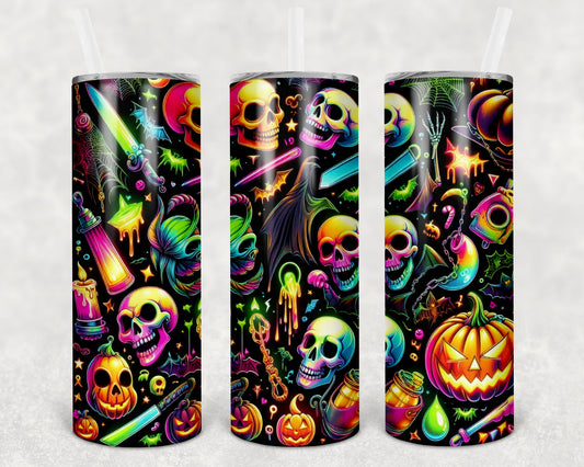 Neon Skulls 20 oz Skinny Tumbler