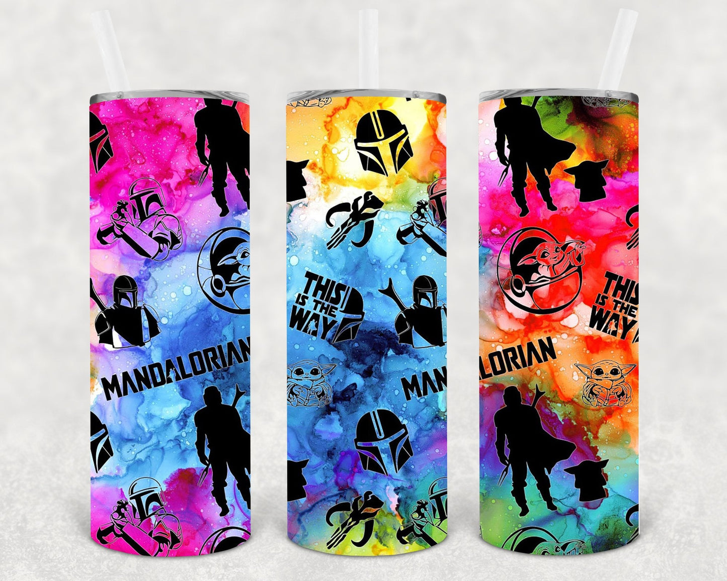 Watercolor Mando 20 oz Skinny Tumbler