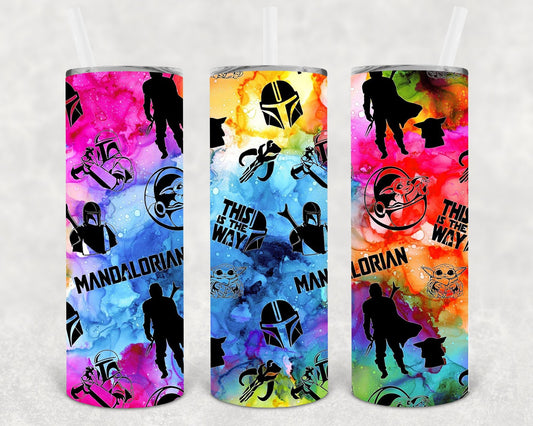 Watercolor Mando 20 oz Skinny Tumbler