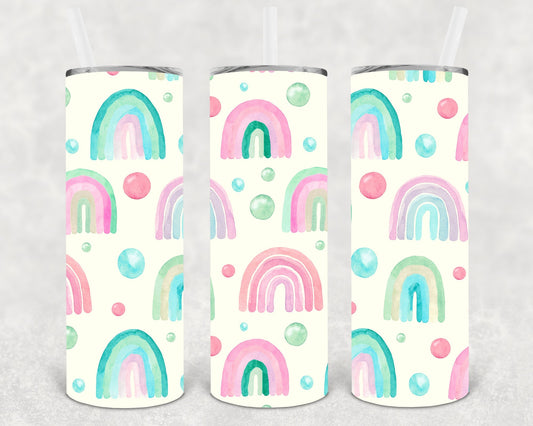 Watercolor Rainbow 20 oz Skinny Tumbler
