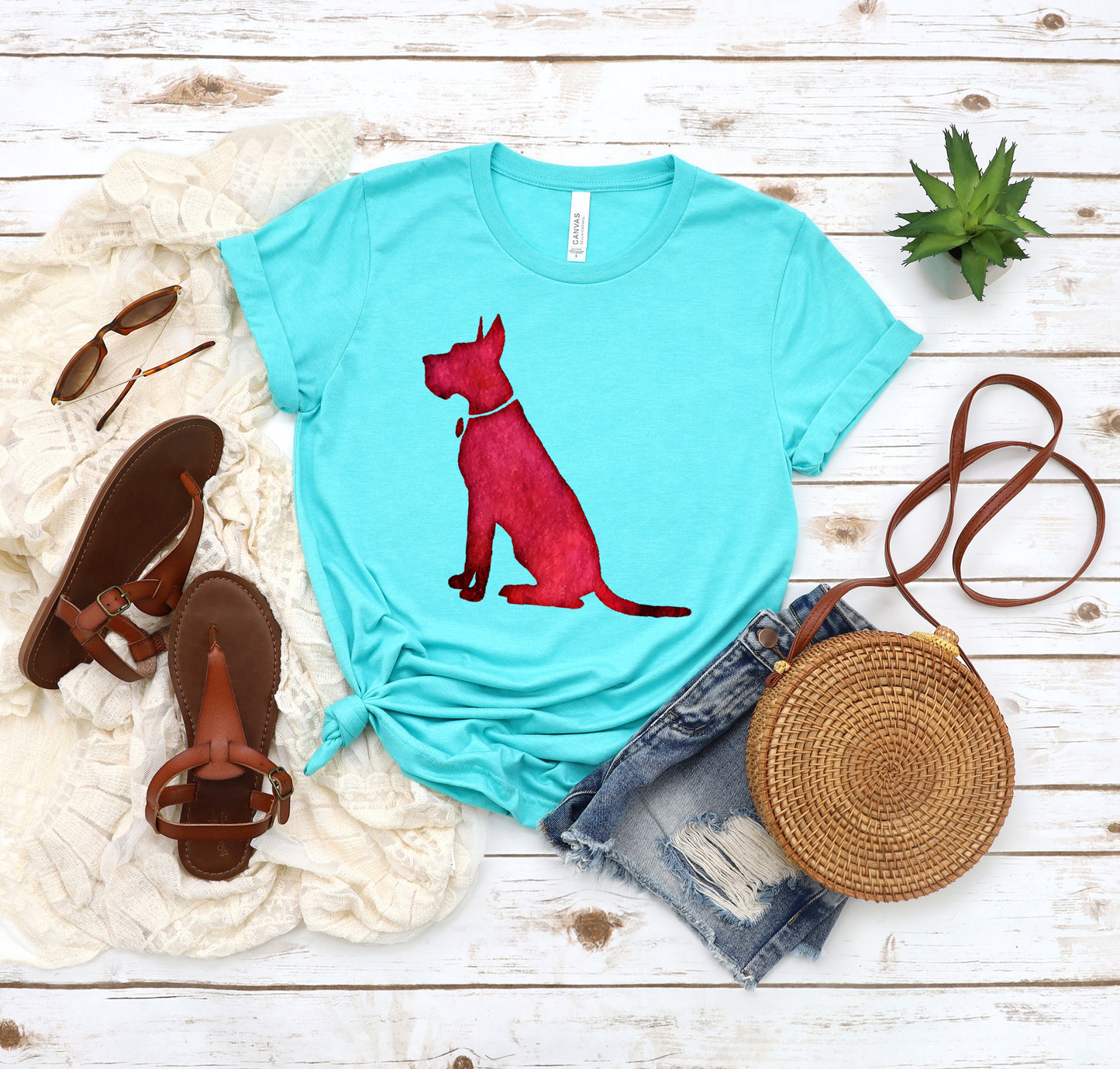 watercolor dog    tee